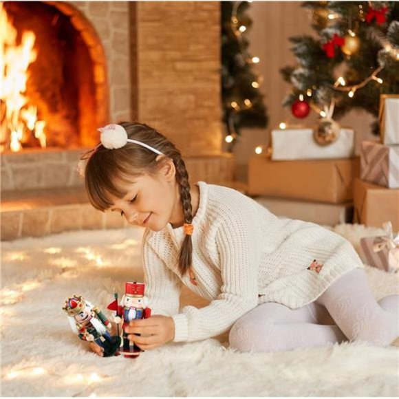 4 Pcs |  Decorative Nutcracker  |  6.3 Inches Handmade Wooden Figures Soldier - Picture 3 of 7